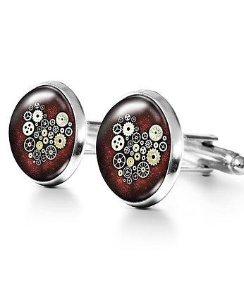 Steampunk heart - spinki do mankietów