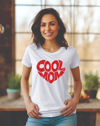 Koszulka damska z napisem COOL MOM, ART ORGANIC