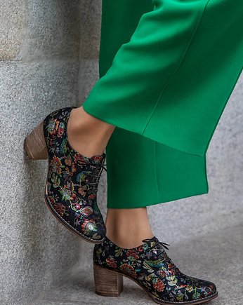 SKÓRZANE PÓŁBUTY ZAPATO 251 CZARNE LIŚCIE, Zapato