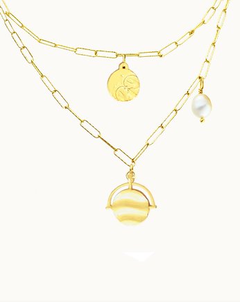 Podwójny naszyjnik z zodiakiem oraz żywiołem., Ker Jewellery