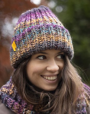 MAXCOLOR Komplet czapka i komin "jagoda", sploteka