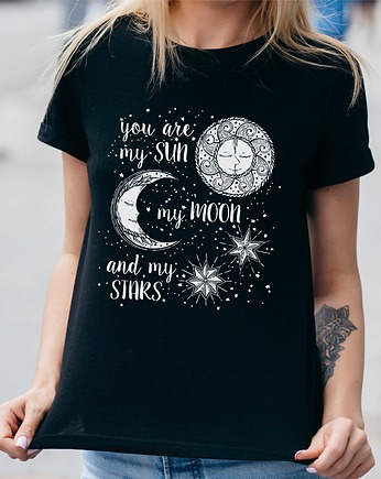 Koszulka damska organiczna Sun, moon, stars, ART ORGANIC