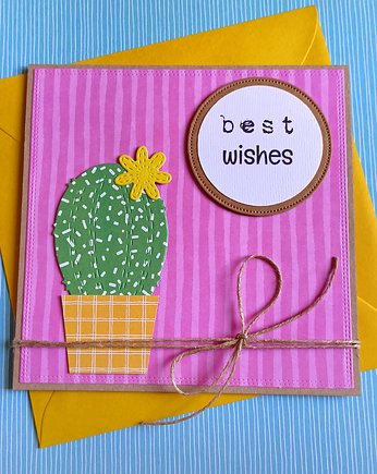 KAKTUS(i)OWA kartka handmade : BEST WISHES, kaktusia