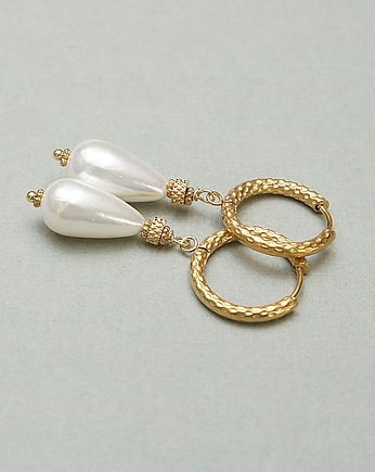 Kolczyki pozłacane Pearls [white] perły vol. 24, KiKa pracownia