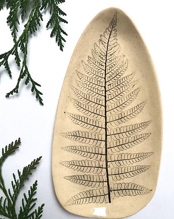 Dekoracyjny talerzyk liść z paprotką, Ceramika Ana