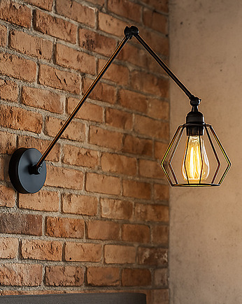 Czarny kinkiet na długim wysięgniku w stylu loftowym BALUMI LOFT, lampy loftowe LYSNE LOFT