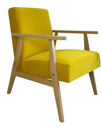Fotel PRL buk żółty, Scandi Home Style