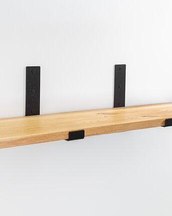 Loftowa półka dębowa z czarnymi podpórkami 70x20 cm, Spoko Design