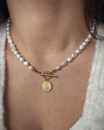 Naszyjnik Perły Naturalne "Hanna" Pozłacany z Zawieszką, Bring Biżuteria