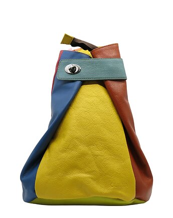 Plecak damski klasyczny skórzany kolorowy regulowane szelki kieszeń OLIVKA, Olivka Warsaw