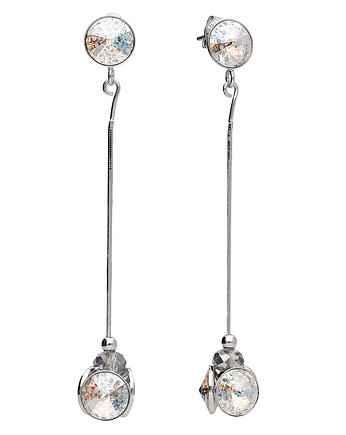 Srebrne kolczyki Swarovski długie tęczowa patyna kryształ, KOM Biżuteria