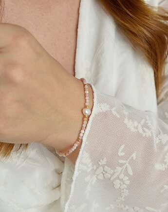 Bransoletka z opali różowych z perłą, Laoni