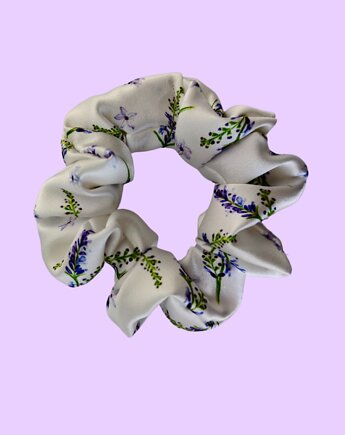 Gumka jedwabna, scrunchie, frotka fioletowe pole MIDI, Capillum