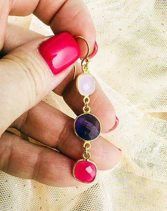 CRYSTAL PINK - kolczyki kamienie szlachetne srebro pozłacane, Anemon Atelier