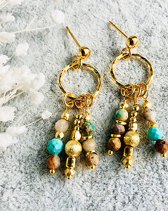 Kolczyki boho, turkus złoto, Anemon Atelier