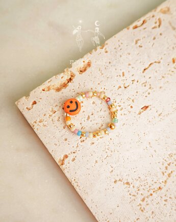 Pierścionek elastyczny Mix&Match pomarańczowy uśmiech, Maybe Jwlr