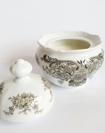 Świeca sojowa w zabytkowej cukiernicy, PEŁNA Pracownia Rękodzieła