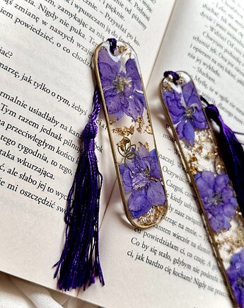 Ostróżka - zakładka do książki z żywicy epoksydowej i suszonych kwiatow, Epotsy
