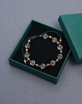 Bansoletka z kryształkami i hematytem na sznureczku, AT NOON