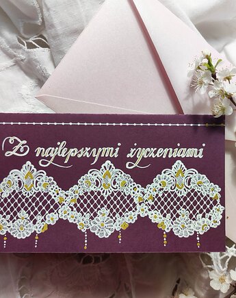 Elegancka kartka chrzest, komunia, ślub, rocznica, imieniny, ka.linea