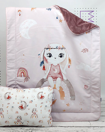 Pościel z wypełnieniem do przedszkola/żłobka + worek z imieniem Królik Boho, Nuva
