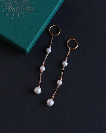 Długie kolczyki z satynowymi perłami ceramicznymi 2 w 1, AT NOON