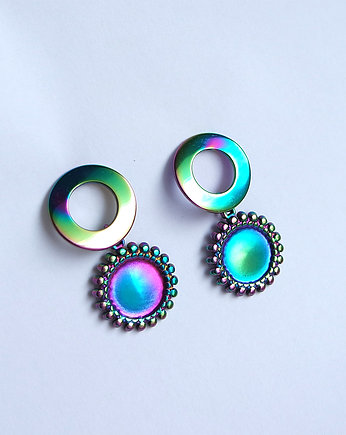 Kolekcja Starlight - kolczyki koła, słońce - stal, yenoo