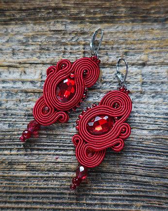 Bordowe i eleganckie - kolczyki soutache, Mró Soutache