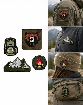 Naszywki termoprzylepne outdoor survival bushcraft  Niedźwiedź 4 szt zestaw, Wyszywane