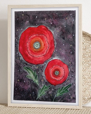 Oryginalna akwarela. Maki 30x40cm, Malgorzata Domanska