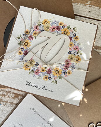 Personalizowana wyjątkowa kartka ręcznie robiona na 70 urodziny z życzeniami, sorte