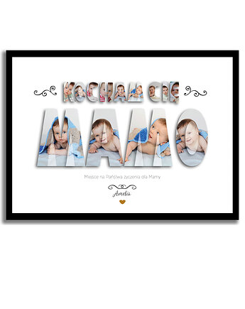 Kolaż dla Mamy na Dzień Matki, plakat z życzeniami, personalizacja, Sowia Aleja
