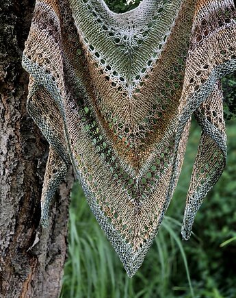 Leśna polana / chusta z lnem, agat handmade