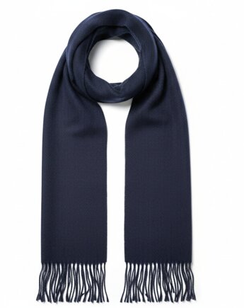 Szalik Męski szal ciemny granat prezent w gładki w jodełkę  elegancki, AKADEMIA STYLU