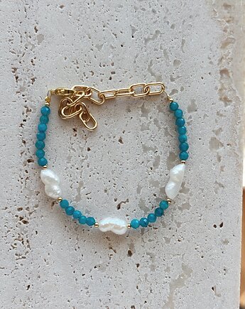 Bransoletka z chalcedonu i pereł naturalnych, Chmolowska Jewellery