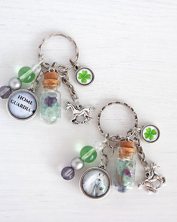 Brelok - Biały koń, opiekun domu, fluoryt, yenoo