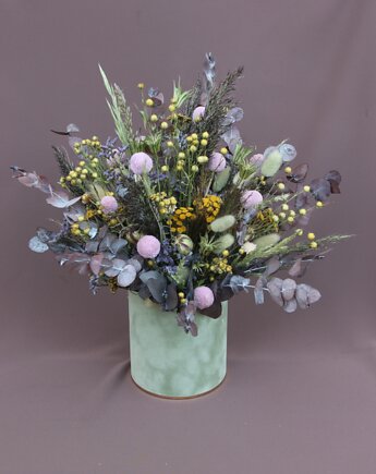 Flower box z suszonymi i stabilizowanymi kwiatami, Rondo Kwiatowe