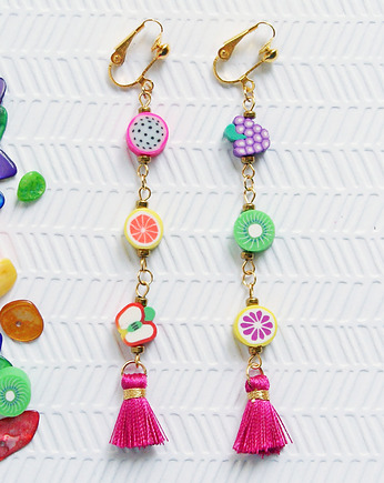 DŁUUUGIE owocowe KLIPSY lub kolczyki, kaktusia