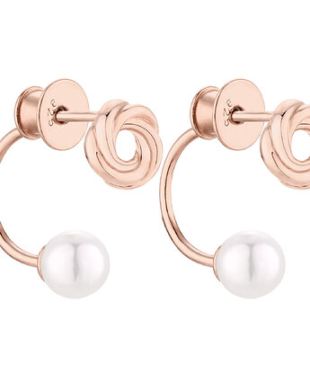 Kolczyki z węzełkami z różowego złota z perłami SWAROVSKI CRYSTAL, SOTHO
