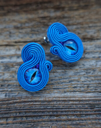 Niebieskie oczka - kolczyki soutache, Mró Soutache
