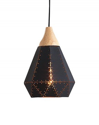 Lampa wisząca Scandi czarna drewno 28cm, Home Design