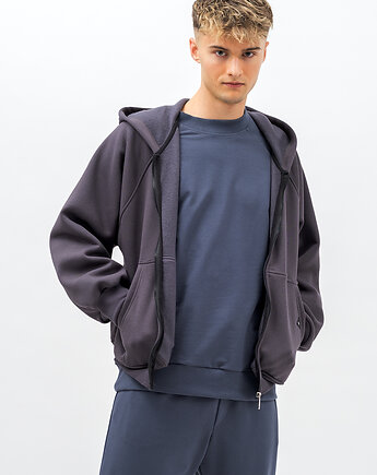 Bluza z kapturem na zamek ,,BERET" grafit, 3 for U