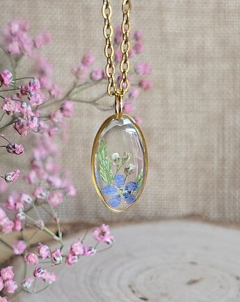 Wieczne kwiaty niezapominajka kwiaty niezapominajki wisiorek, zkwiatem