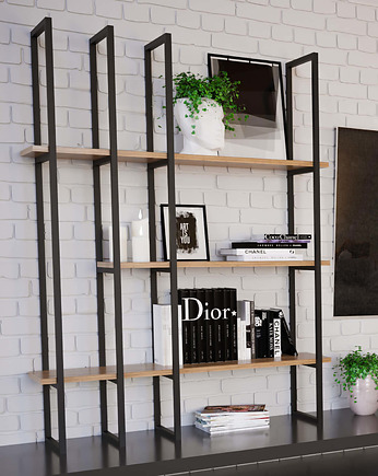 Regał wiszący loft z drewnianymi półkami, DWFurniture