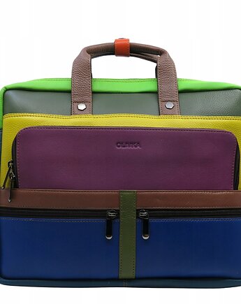 Aktówka torba na laptopa skórzana rączki regulowany pasek kieszenie OLIVKA, Olivka Warsaw