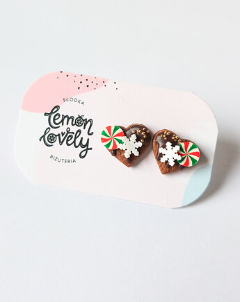 Małe pierniczki serca kolczyki sztyfty srebro lub stal, Lemon Lovely