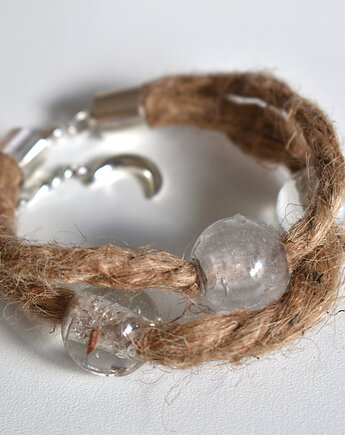 Naturalna bransoletka z Juty, Szklane koraliki, Projekt320