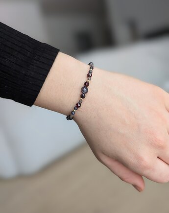 Królewska bransoletka na gumce - iolit, granat, kyanit, Moui