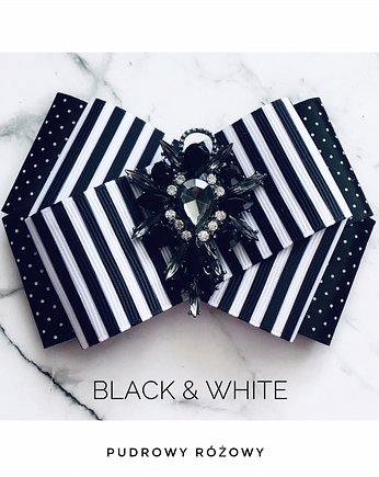 Brosza Black & White  w paski NEW, Pudrowy Różowy