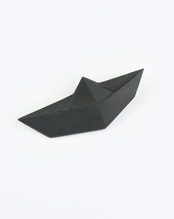 Broszka Porcelanowa Origami Łódka Czarna, StehlikDesign